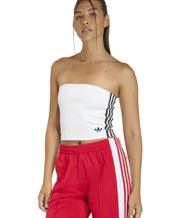 Top crop fara bretele 3S, Alb optic