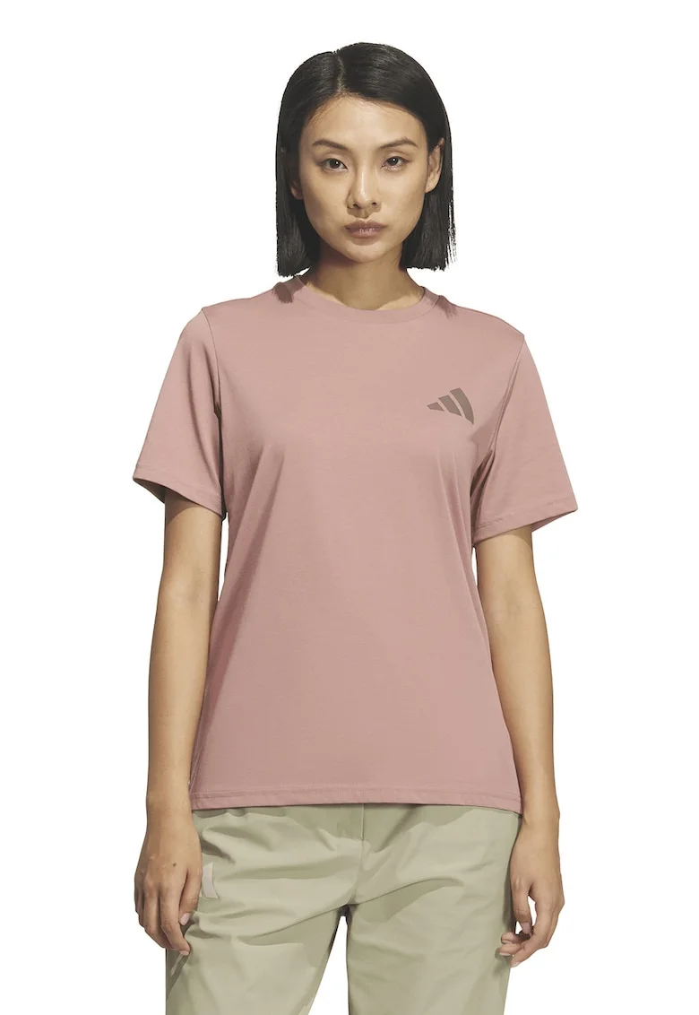 Tricou cu decolteu la baza gatului, pentru drumetii, Roz prafuit