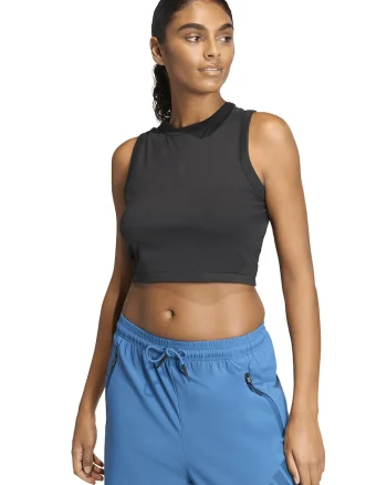 Top crop cu imprimeu logo, Negru stins