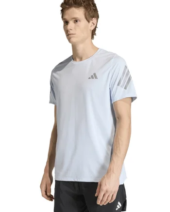 Tricou cu decolteu la baza gatului si logo, pentru alergare, Albastru glaciar