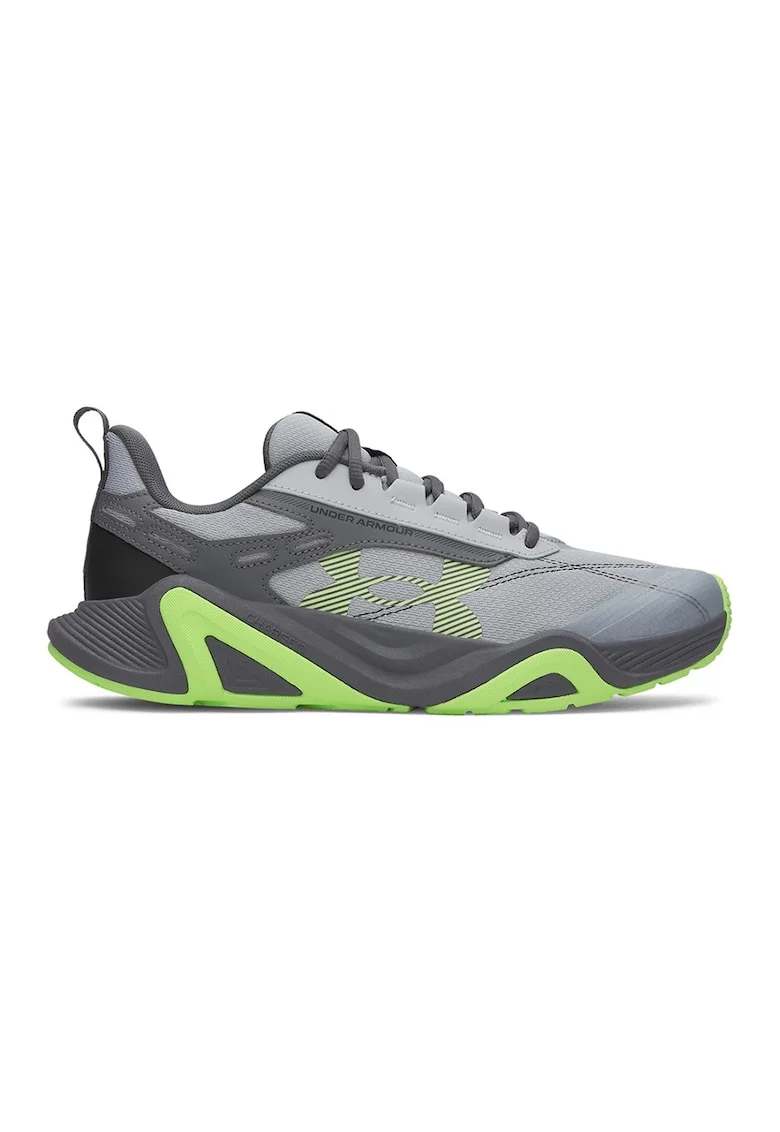 Pantofi din piele si plasa Charged Commit 5 pentru fitness, Gri deschis/Verde electric/Gri antracit