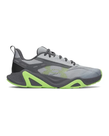 Pantofi din piele si plasa Charged Commit 5 pentru fitness, Gri deschis/Verde electric/Gri antracit
