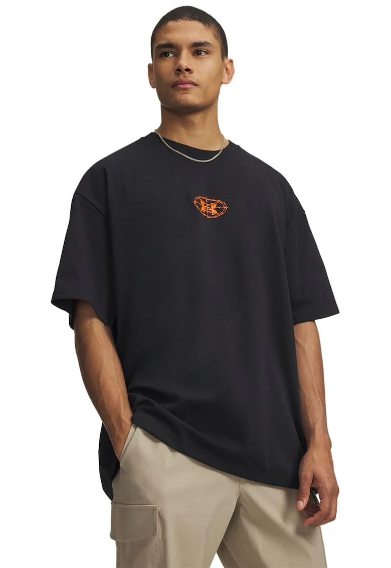 Tricou din amestec de bumbac pentru baschet Heavyweight Hoops, Negru/Portocaliu mandarina