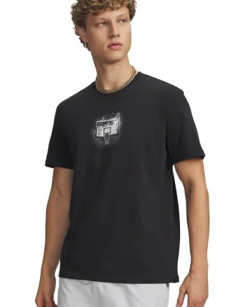 Tricou regular fit cu imprimeu text pentru baschet, Negru