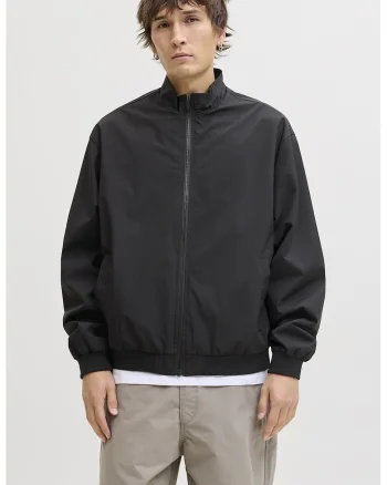 Jacheta regular fit cu fermoar, Negru