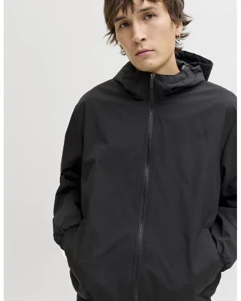Jacheta regular fit cu fermoar, Negru