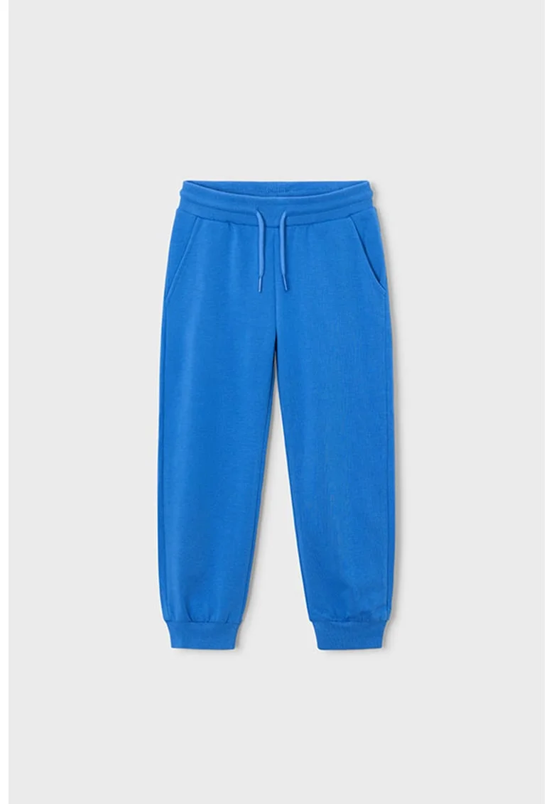 Pantaloni de trening cu model uni si snur de ajustare, Albastru royal