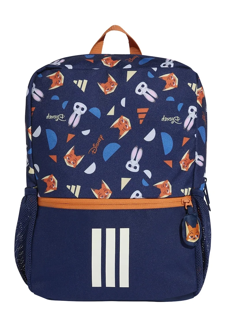 Rucsac din material textil cu imprimeu, Alb/Portocaliu/Albastru inchis