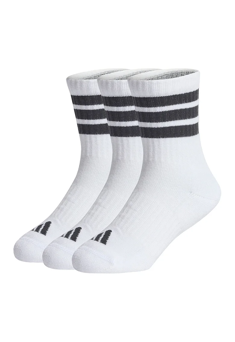 Set de 3 perechi de sosete lungi cu talpa dubla, Alb/Negru