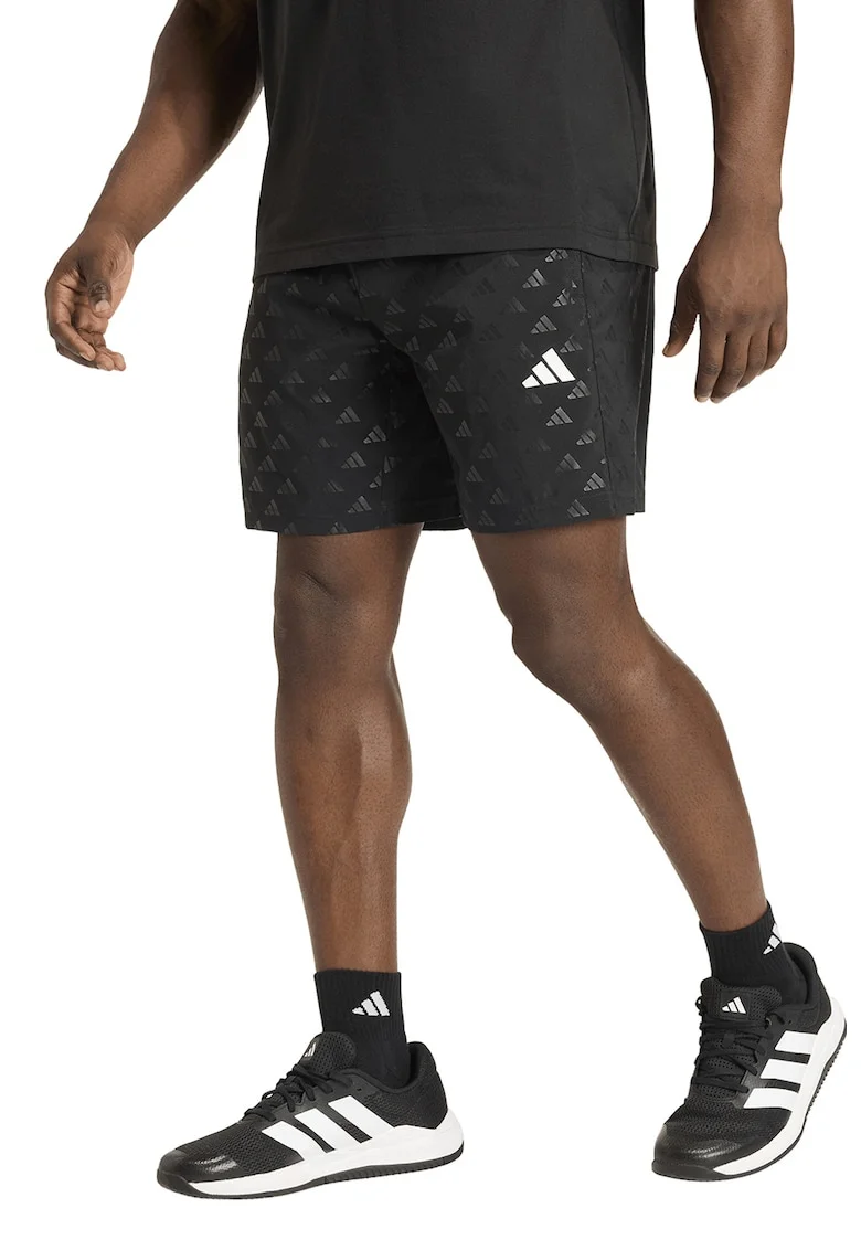 Pantaloni scurti cu model logo pentru fitness Essentials, Negru