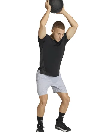 Pantaloni scurti cu model logo pentru fitness Essentials, Gri deschis