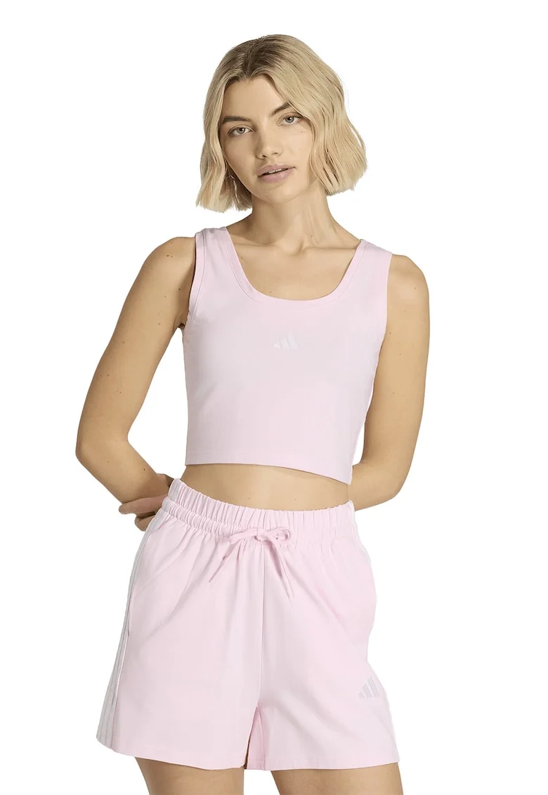 Top crop cu detaliu logo, Roz deschis