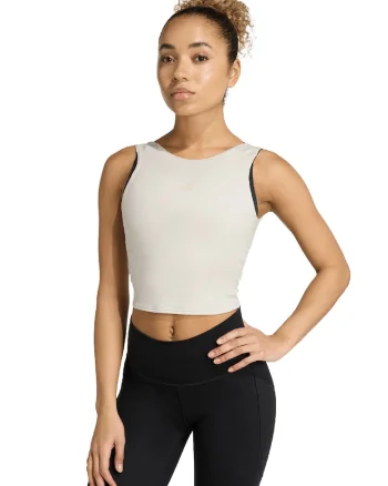 Top crop pentru antrenament Motion, Crem