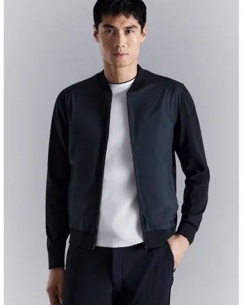 Jacheta bomber regular fit, Negru/Bleumarin
