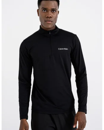 Bluza cu guler cu fermoar scurt si tehnologie cu uscare rapida, pentru fitness, Alb/Negru