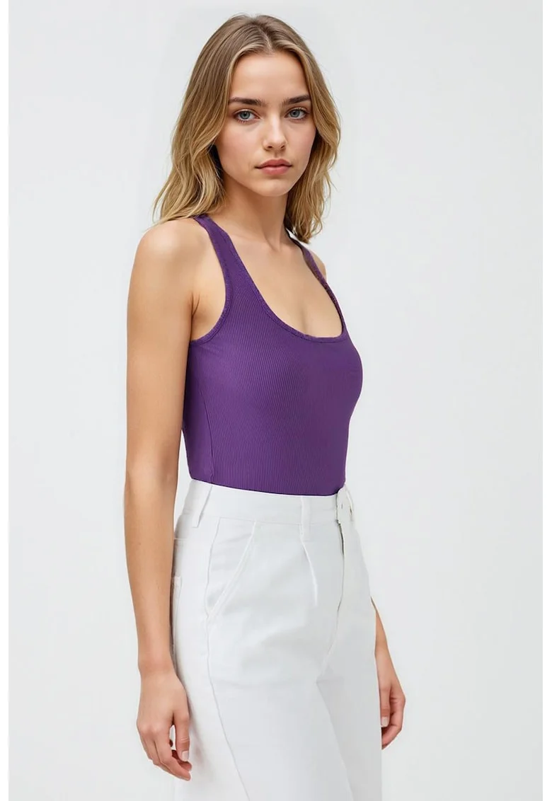 Top slim fit uni, Violet