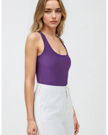 Top slim fit uni, Violet