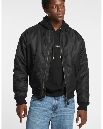 Jacheta regular fit cu fermoar, Negru