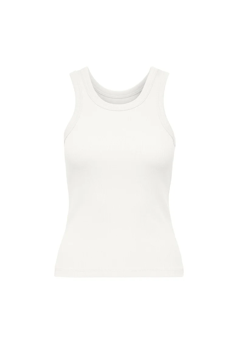Top uni slim fit, Alb