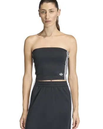 Top crop fara bretele 3S, Negru