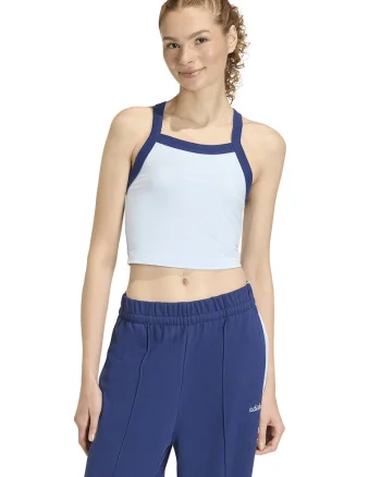 Top crop cu logo, Albastru deschis