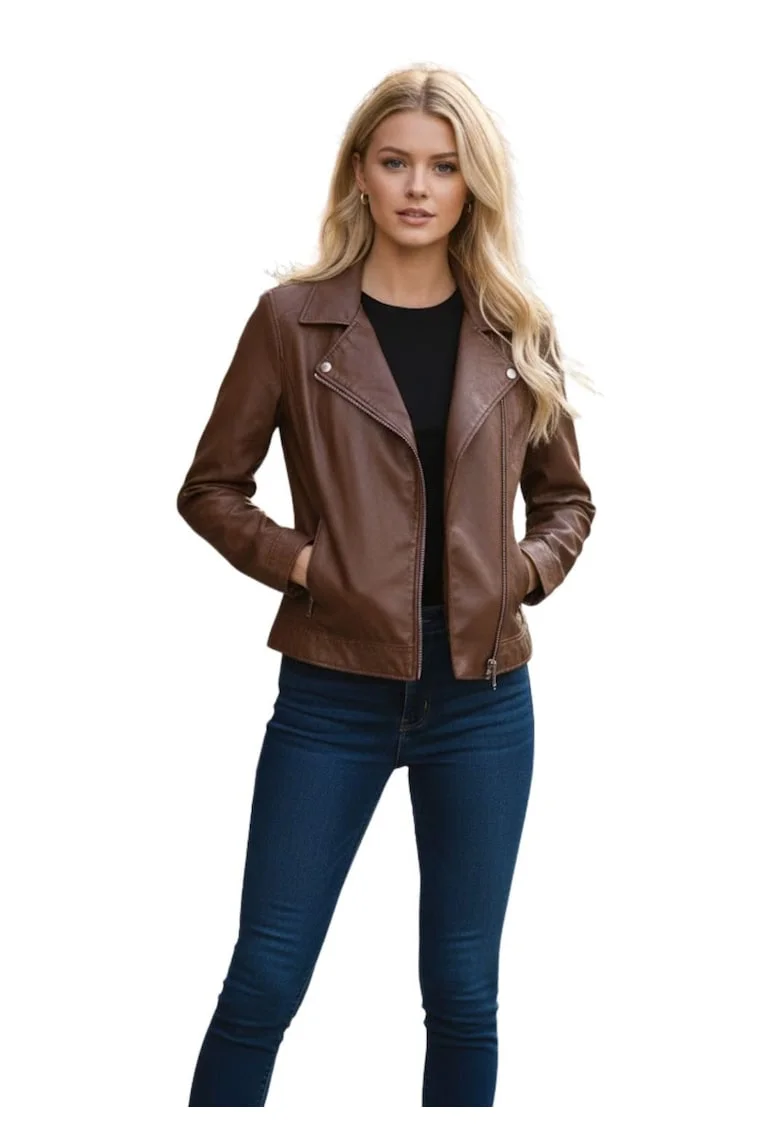 Jacheta biker din piele Afida,