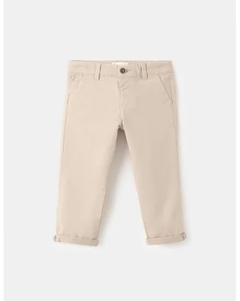 Pantaloni chino cu talie medie, Maro nisip