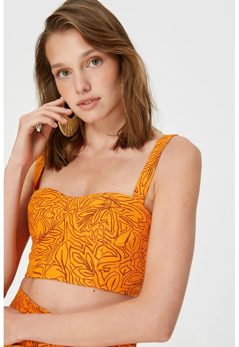 Top crop din amestec de in, Maro deschis