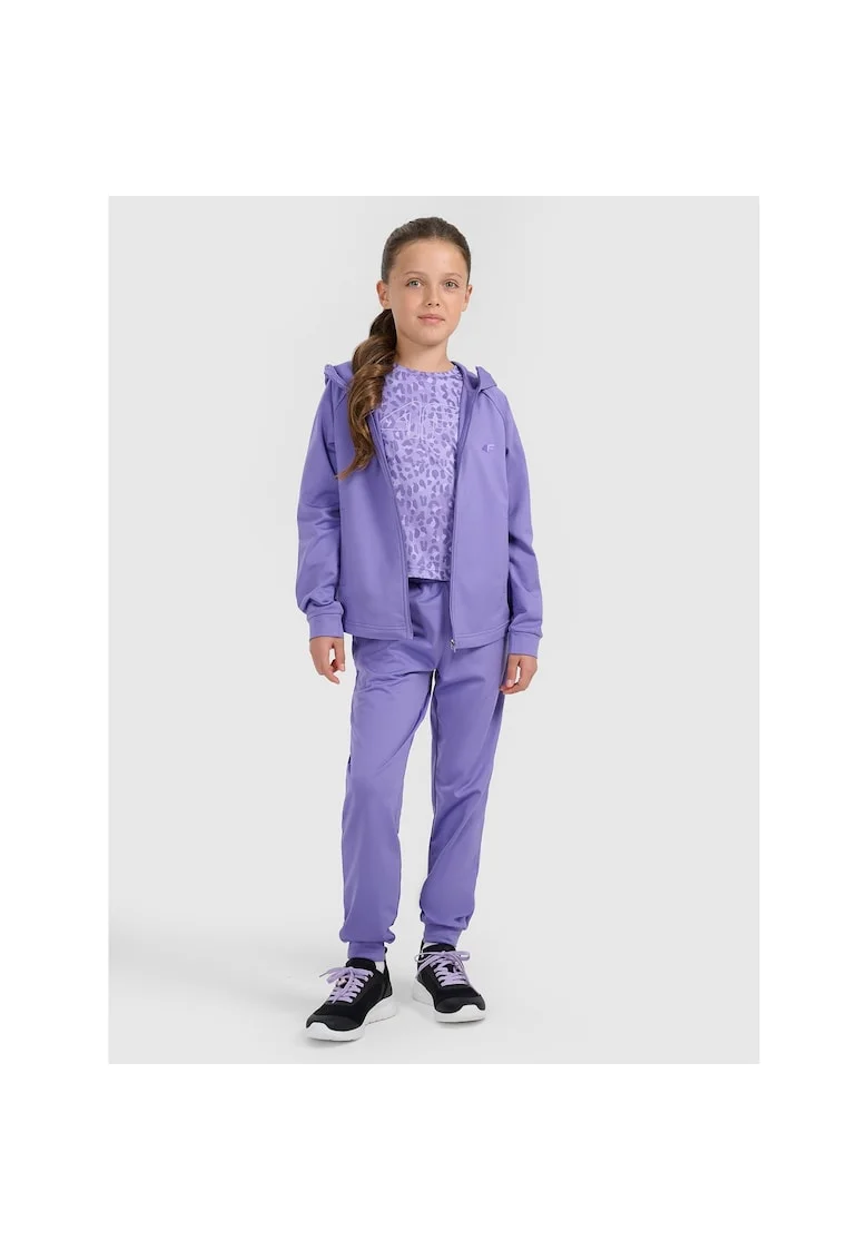 Pantaloni sport  jogger, pentru fete, violet, 4FWarm, uscare rapida, poliester