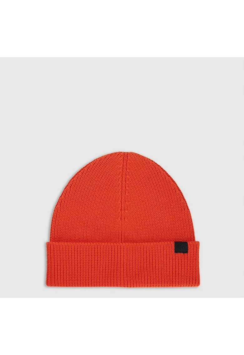 Caciula beanie barbati  rosu, uni, 100% bumbac, sezon toamna-iarna 2025