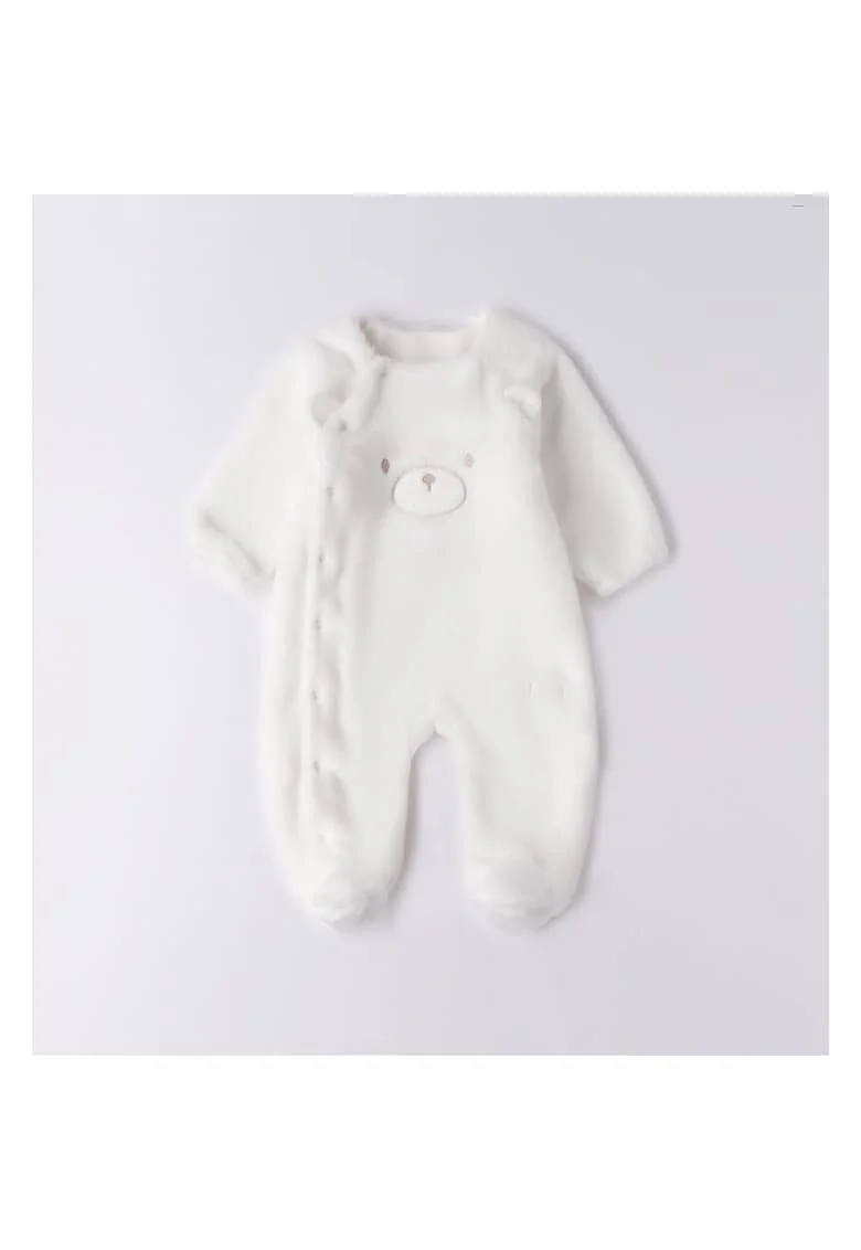 Salopeta Bebelusi Unisex  din Material Moale cu Urechi Decorative
