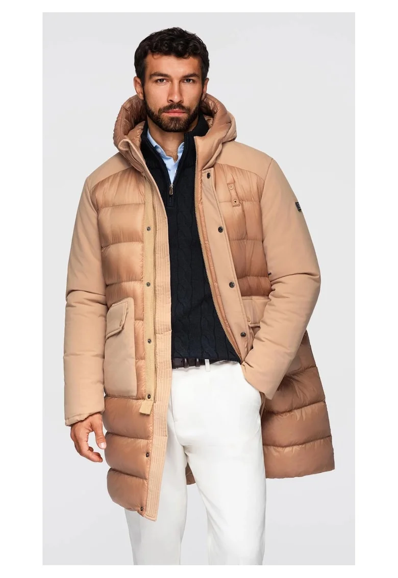 Jacheta lunga matlasata cu buzunare mari  OM-JALJ-0308, Maro camel