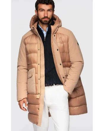 Jacheta lunga matlasata cu buzunare mari  OM-JALJ-0308, Maro camel