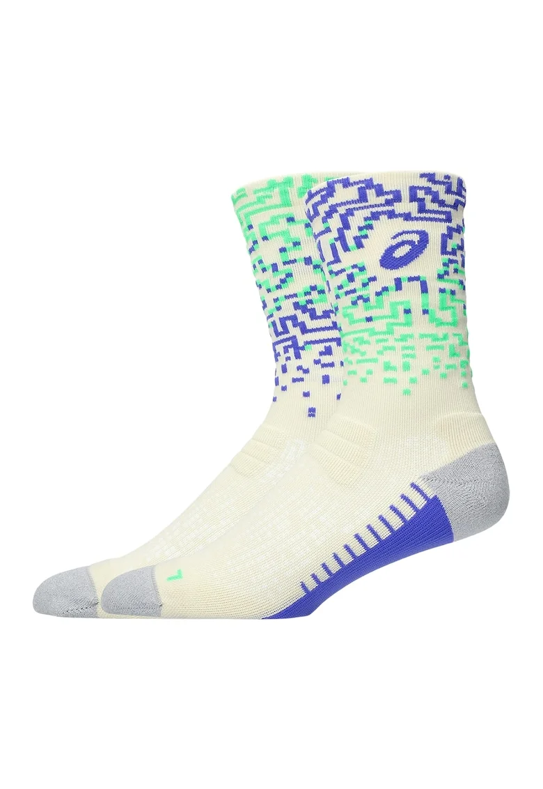 Sosete scurte unisex, pentru alergare, Alb fildes/Verde lime