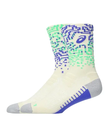 Sosete scurte unisex, pentru alergare, Alb fildes/Verde lime