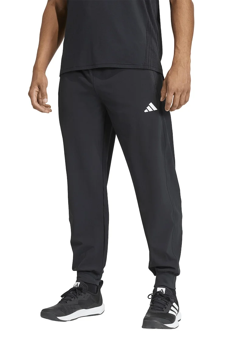 Pantaloni regular fit pentru fitness Essentials Flex, Negru