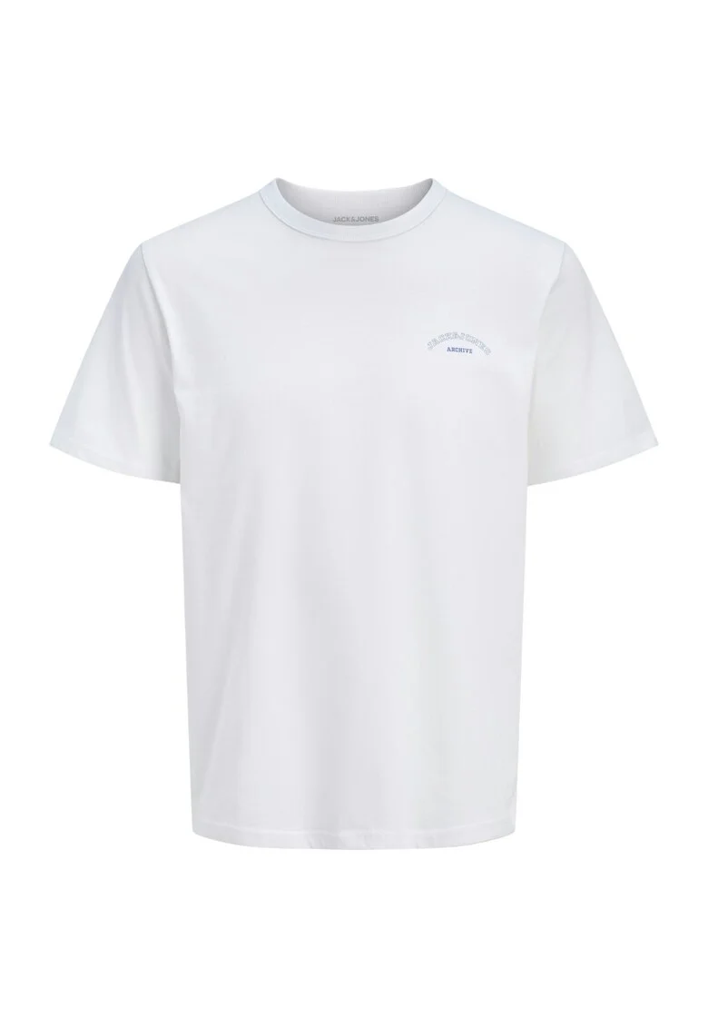 Tricou JACK &JONES College Logo Crew Neck JNR 54725, Alb