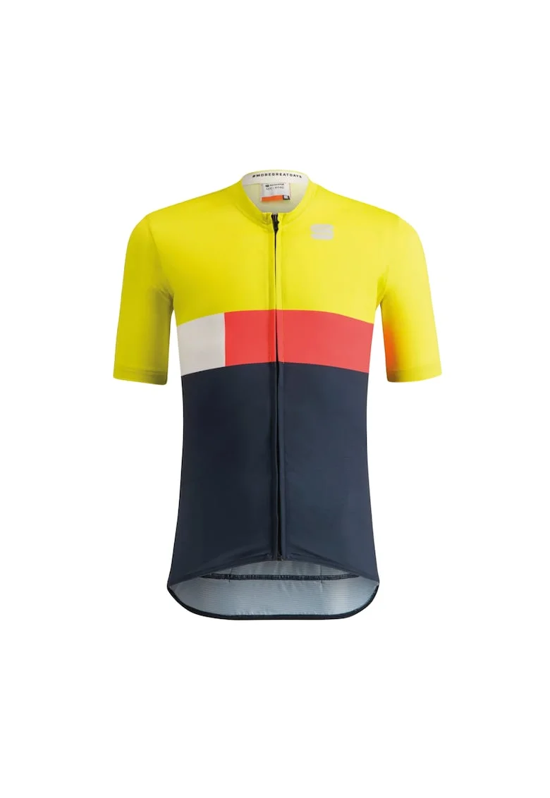 Tricou ciclism copii Snap-Galben/Bleumarin