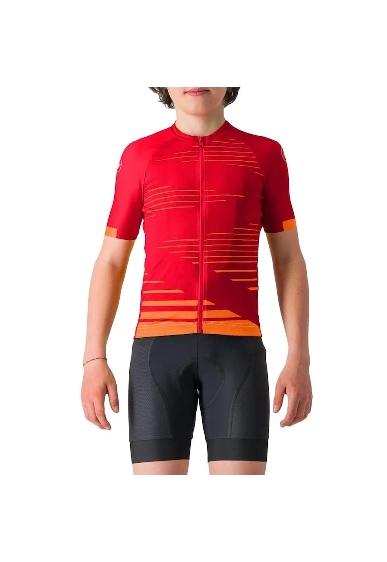 Tricou ciclism copii  Aero, Rosu/Portocaliu