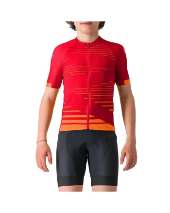 Tricou ciclism copii  Aero, Rosu/Portocaliu