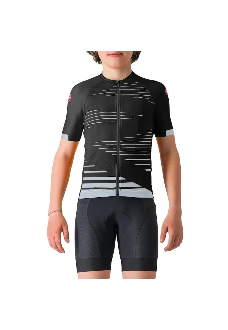 Tricou ciclism copii, Alb/Negru