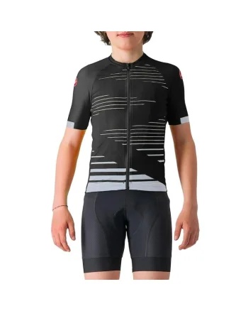 Tricou ciclism copii, Alb/Negru