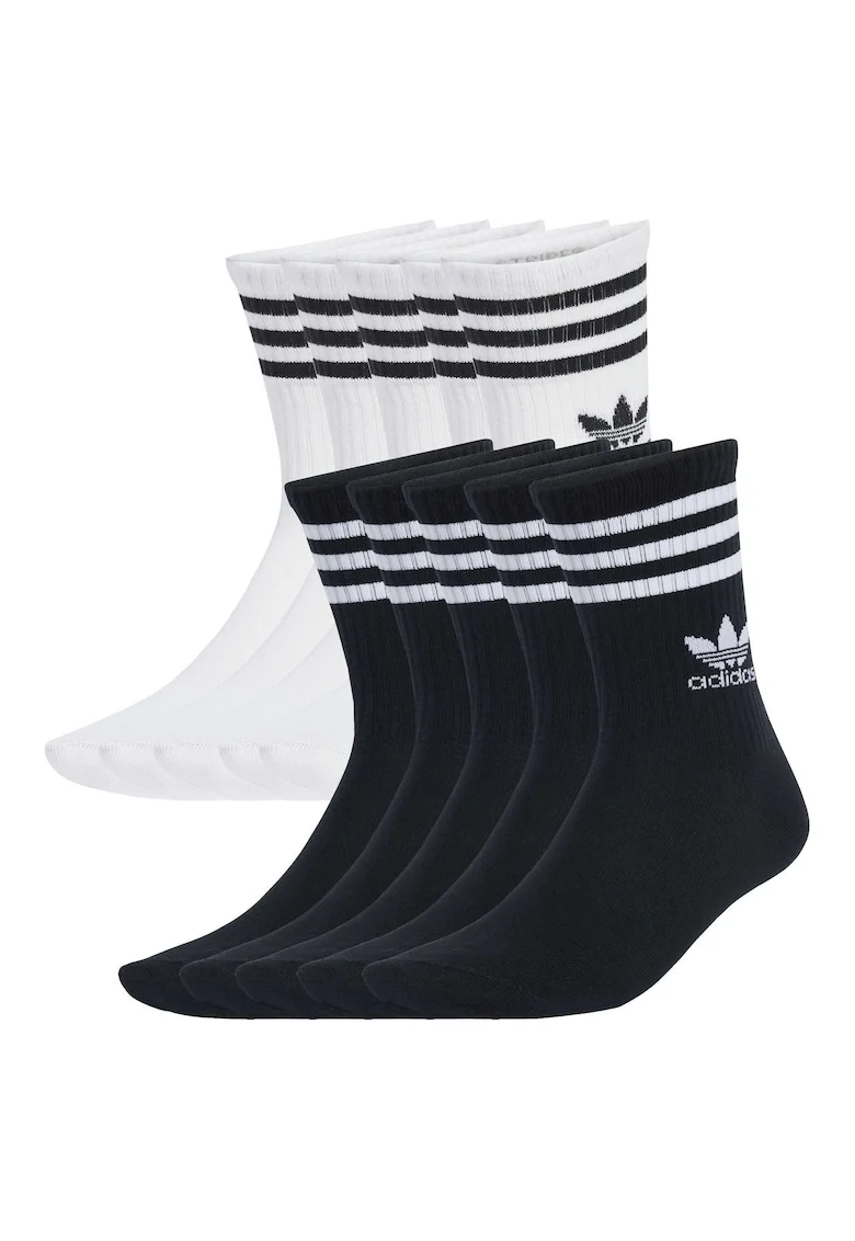 Sosete sport  3 Strip Crw, set 10 perechi, negru/alb 37-39EU