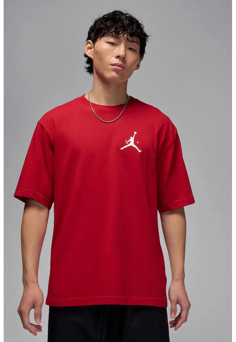 Tricou cu imprimeu logo, pentru baschet, Rosu/Alb