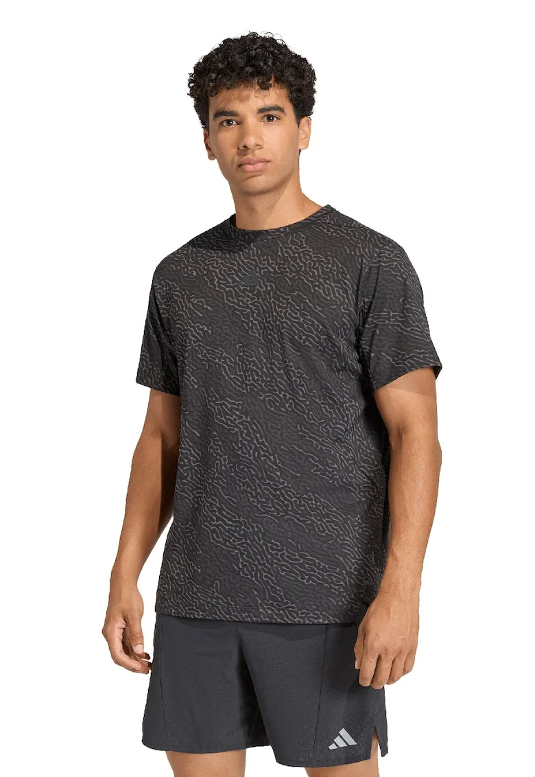 Tricou cu decolteu la baza gatului D4T, Negru/Negru stins