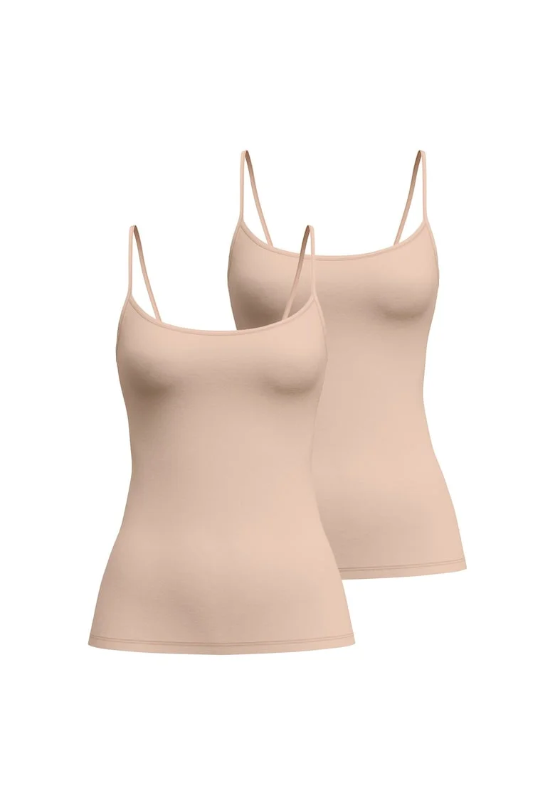 Top slim fit cu bretele inguste, Bej