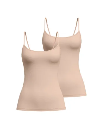 Top slim fit cu bretele inguste, Bej