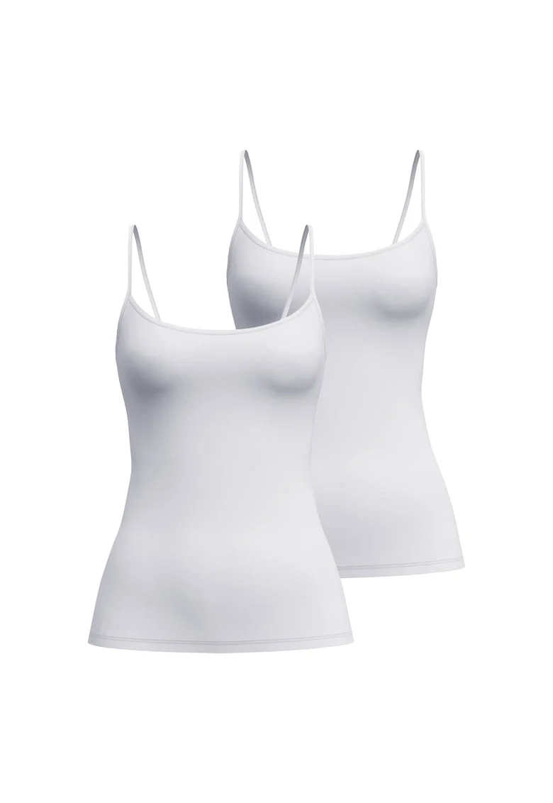Top slim fit cu bretele inguste, Alb