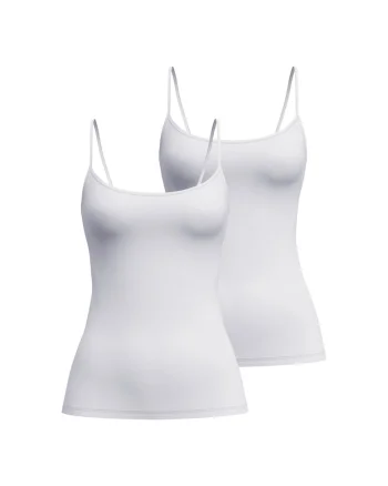 Top slim fit cu bretele inguste, Alb