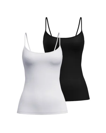 Top slim fit cu bretele inguste, Alb/Negru